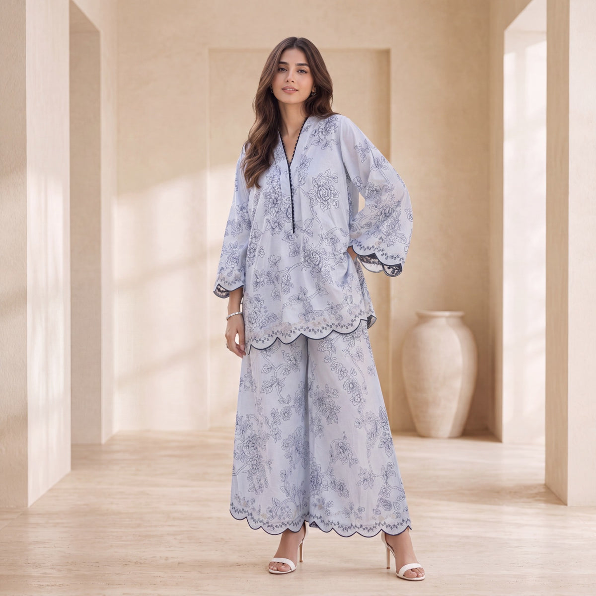 Ayla Blue Floral Lawn Co-ord Set