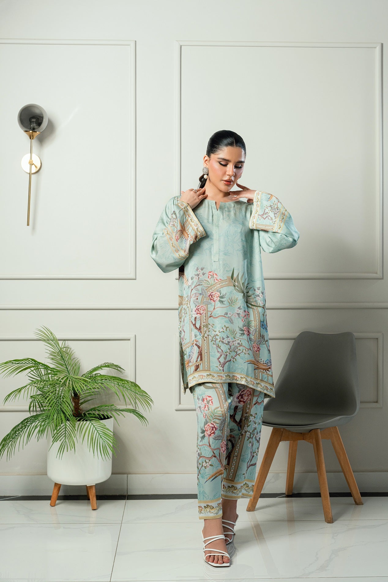 Morning Dew - Pastel & Pink printed 2 piece