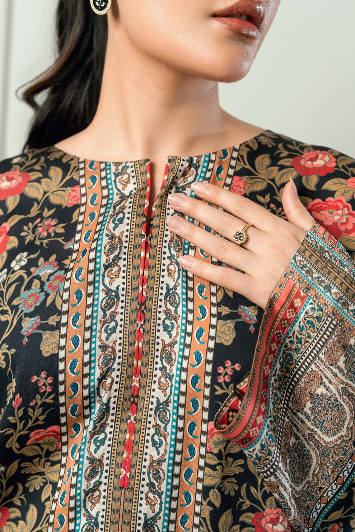 Midnight Rose-Black & red printed 2 piece