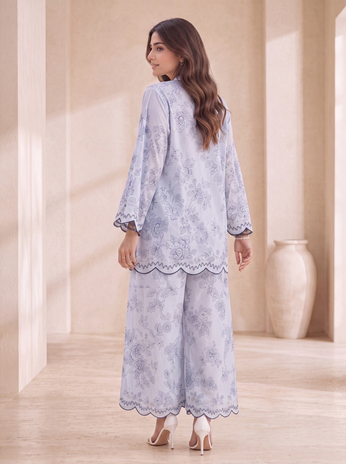 Ayla Blue Floral Lawn Co-ord Set
